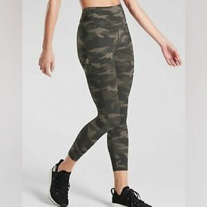Athleta Green and Black Leggings with Camouflage Design